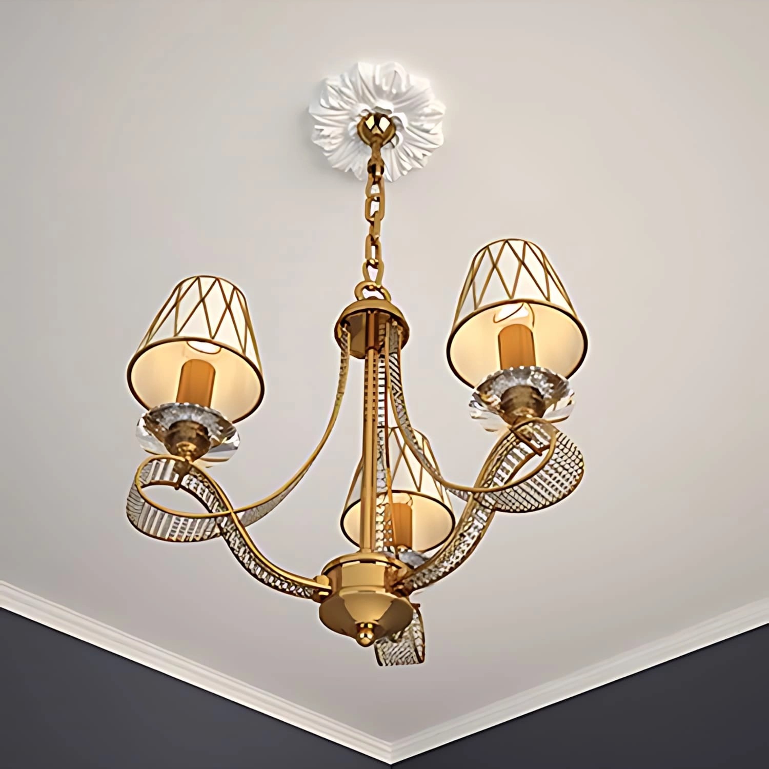 Weiße Deckenrosette (19,8 cm) aus Polyurethan von PROFHOME als Zierelement für Decken.