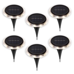 6er-Set Näve LED Solar Erdspießleuchten Kane, schwarz, Ø 11,2cm, für stimmungsvolle Gartenbeleuchtung.
