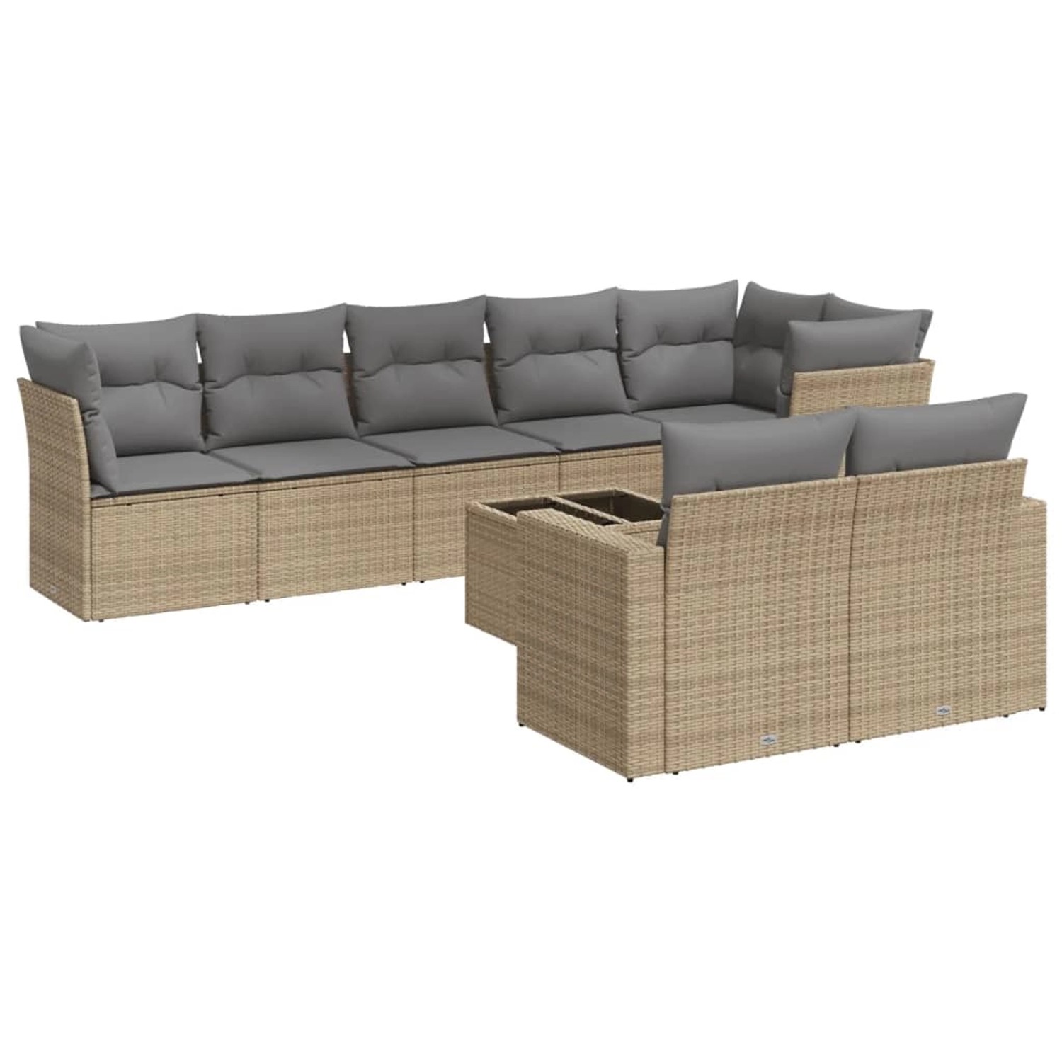 vidaXL 9-Tlg Garten-Sofagarnitur mit Kissen Beige Poly Rattan 3219219 günstig online kaufen