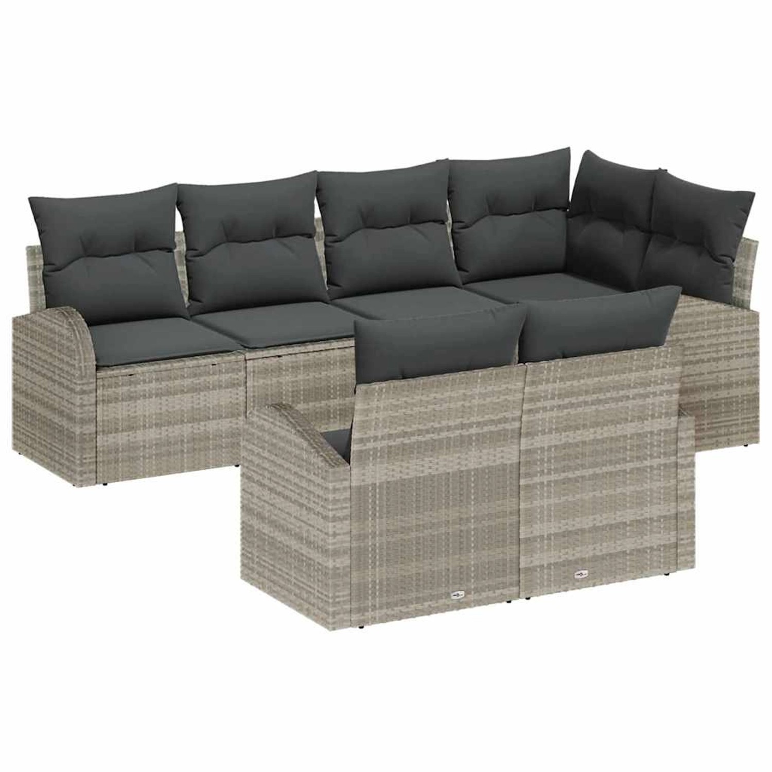 vidaXL Garten-Sofa-Set mit Kissen 7-Tlg Hellgrau Poly Rattan 3346082 günstig online kaufen