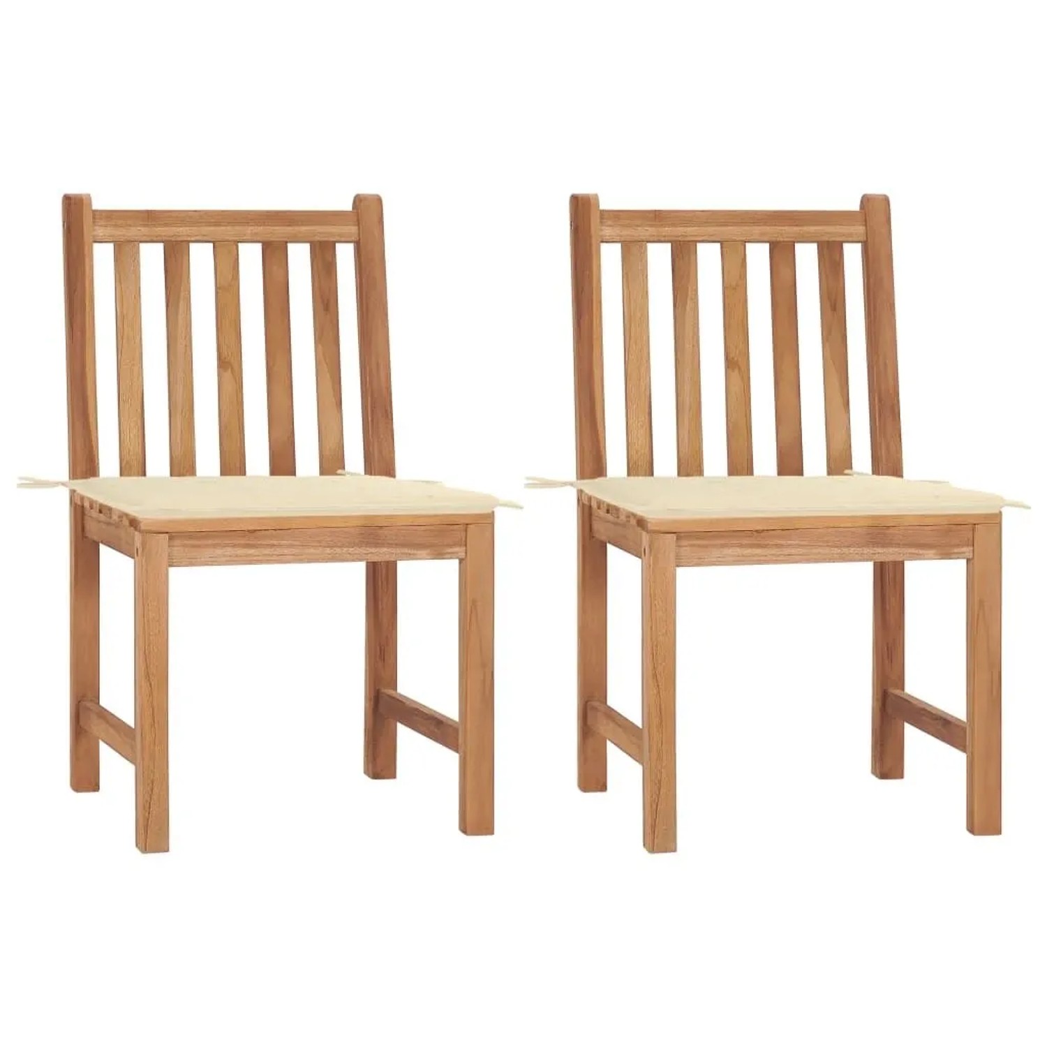 vidaXL Gartenstühle 2 Stk mit Kissen Massivholz Teak 3062918
