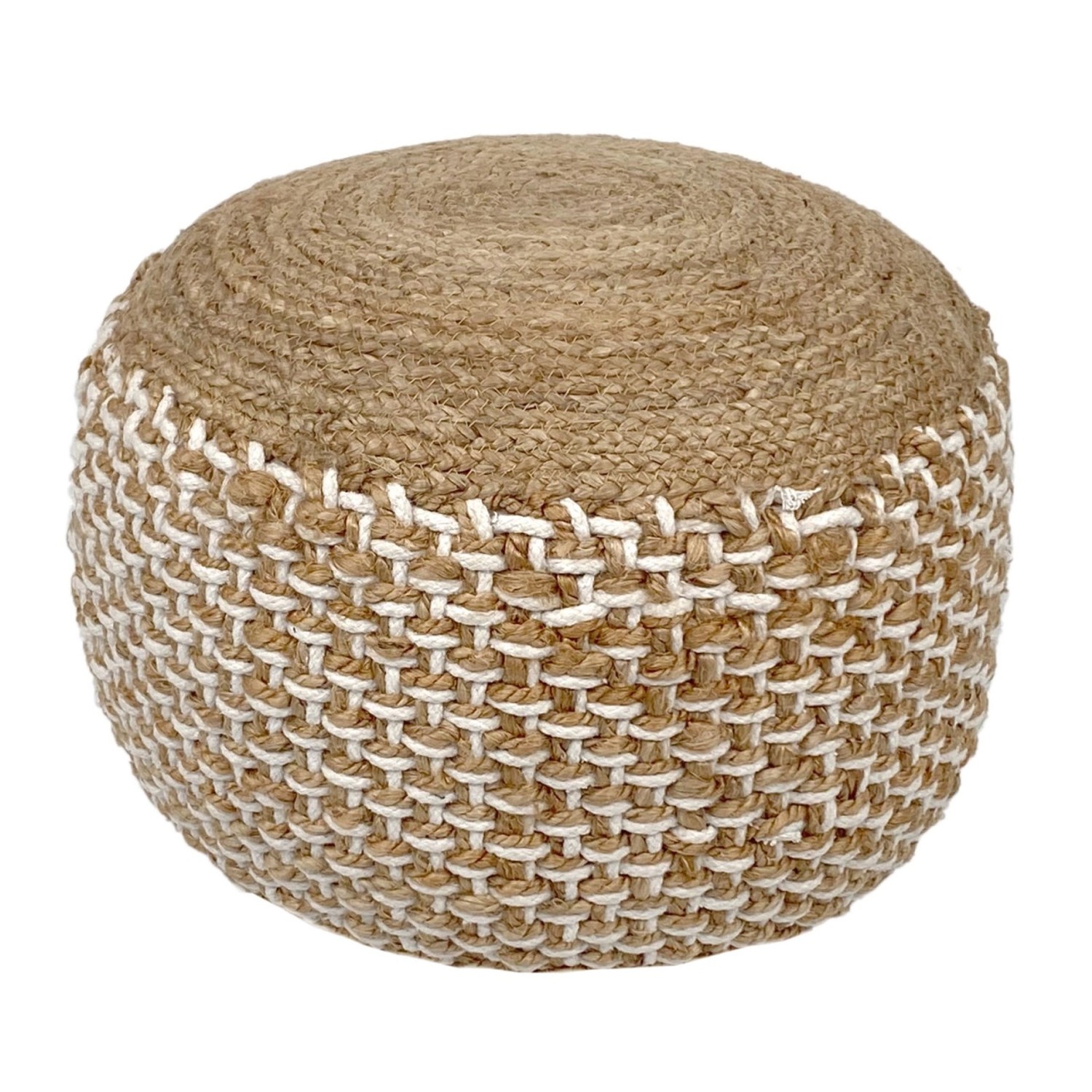 Casamia Pouf Hocker Jute Rund Braun Weiß günstig online kaufen