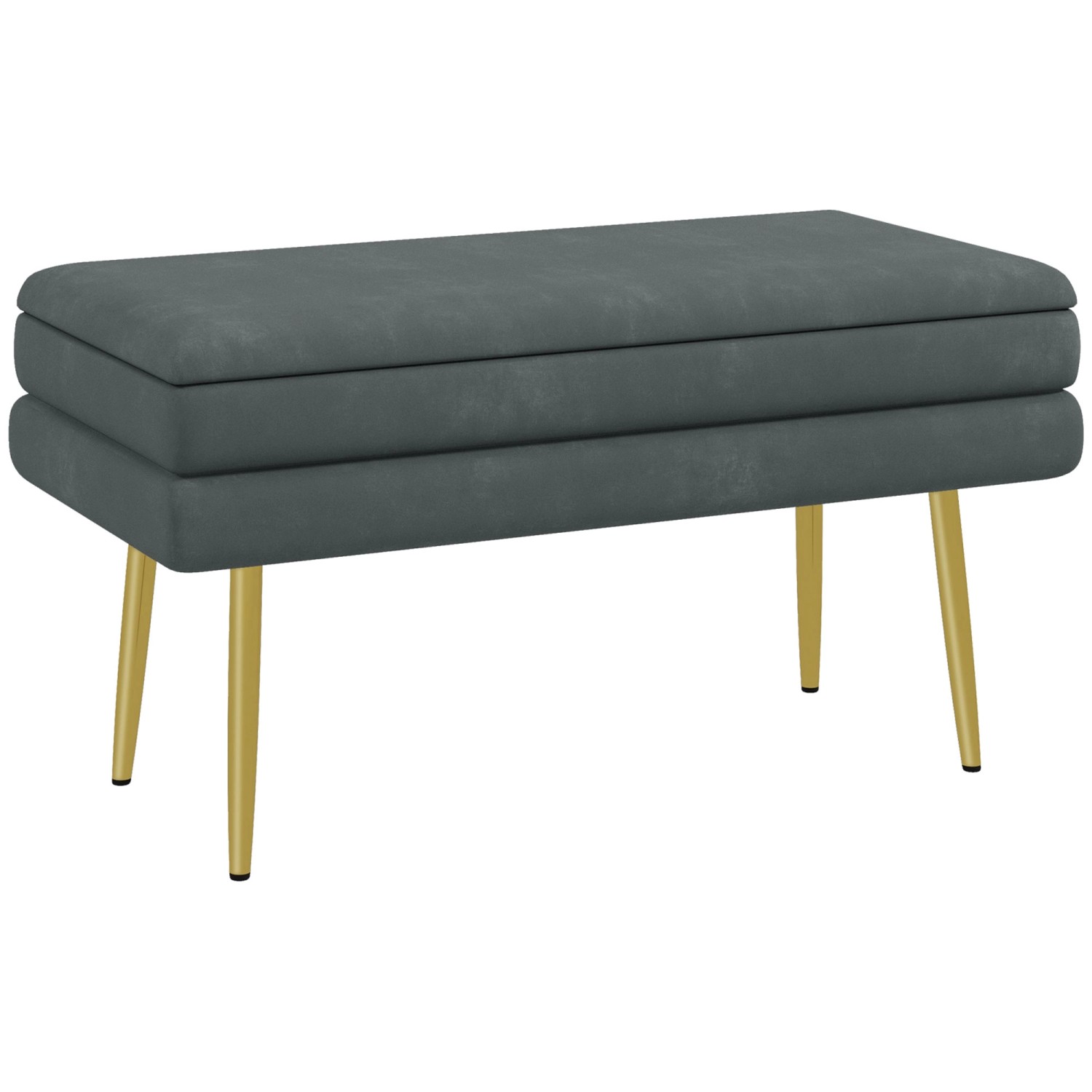 Image of HOMCOM Sitzbank mit Stauraum Samtoptik Stahlbeine Grau 79,5 x 37,5 x 43 cm