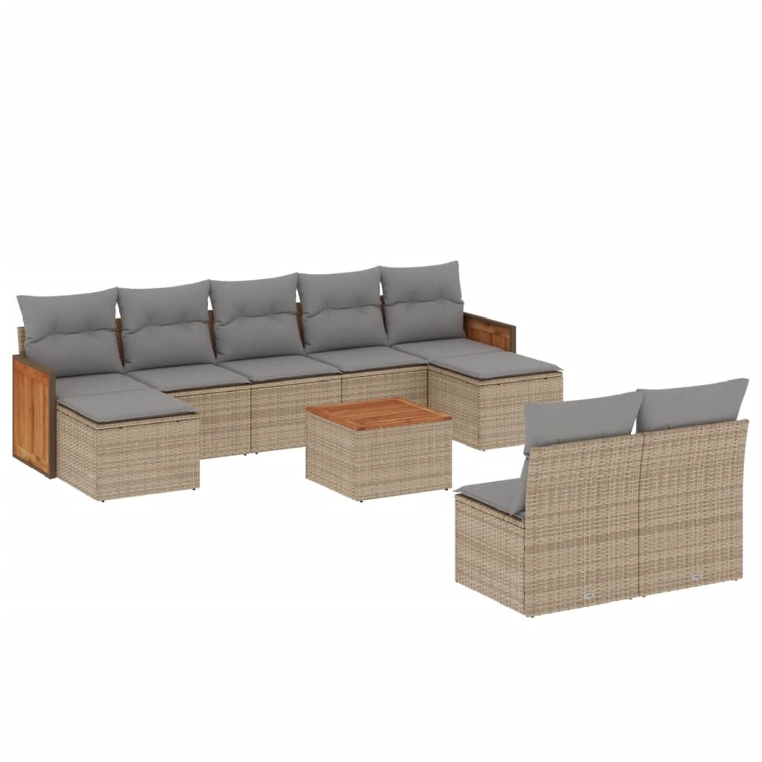 vidaXL 10-Tlg Garten-Sofagarnitur mit Kissen Beige Poly Rattan 3228061 günstig online kaufen