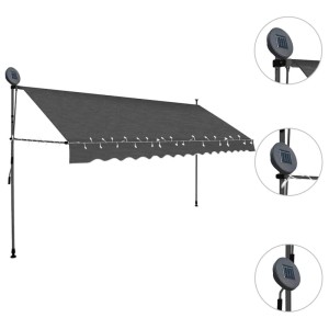 vidaXL Einziehbare Markise Handbetrieben mit LED 350 cm Anthrazit 145867