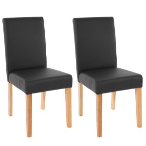 2er Set CHEFGASTRO Esszimmerstühle, schwarz mattes Kunstleder, helle Holzbeine, klassisch & zeitlos.