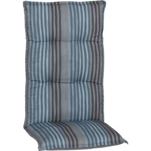 Beo Sitzauflage Tissa gestreift für Hochlehner Gartenstuhl, blau-grau gestreift.