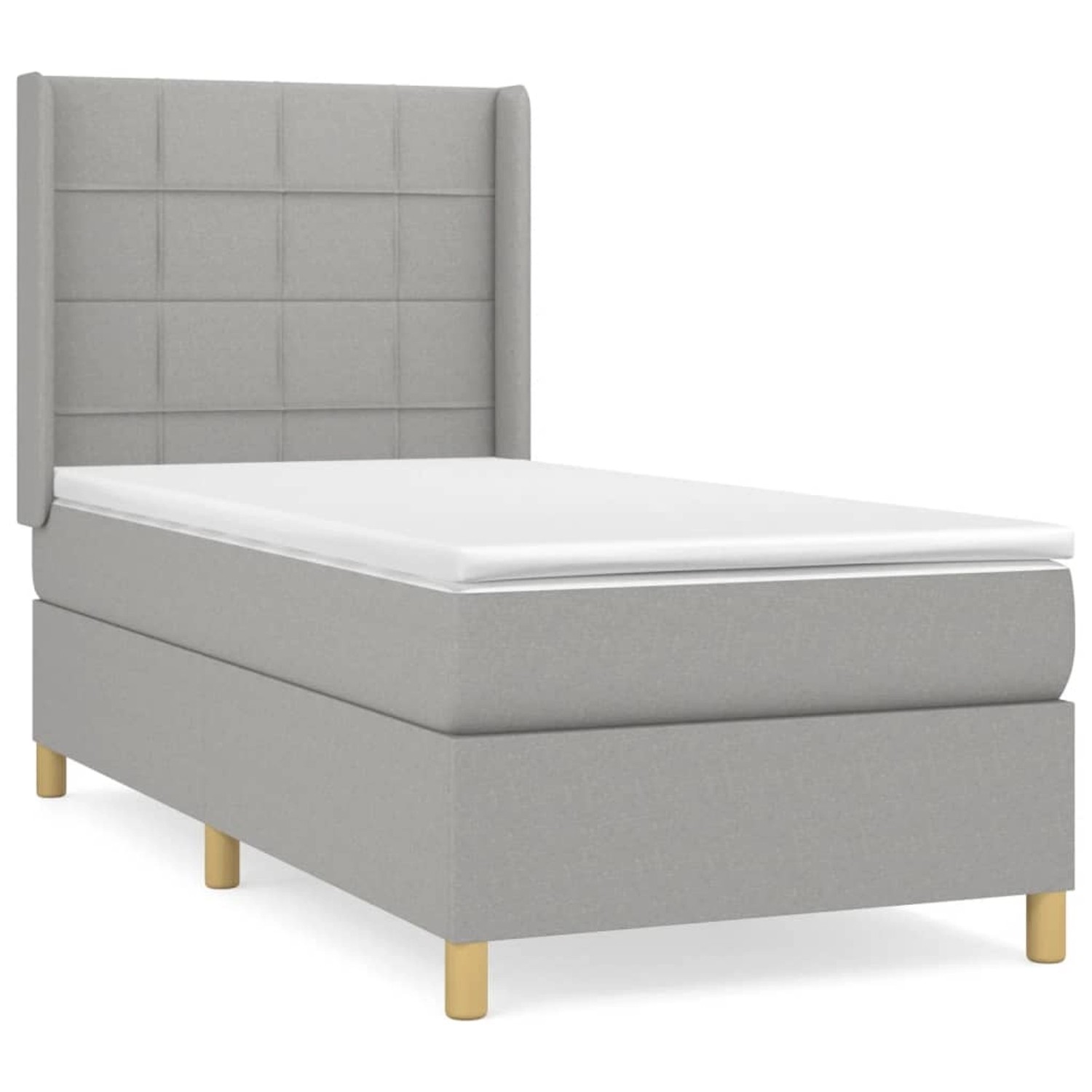 vidaXL Boxspringbett mit Matratze Hellgrau 100x200 cm Stoff 3131969