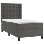 Dunkelgraues vidaXL Boxspringbett (80x200 cm) mit Samtbezug, Matratze und Kopfteil.