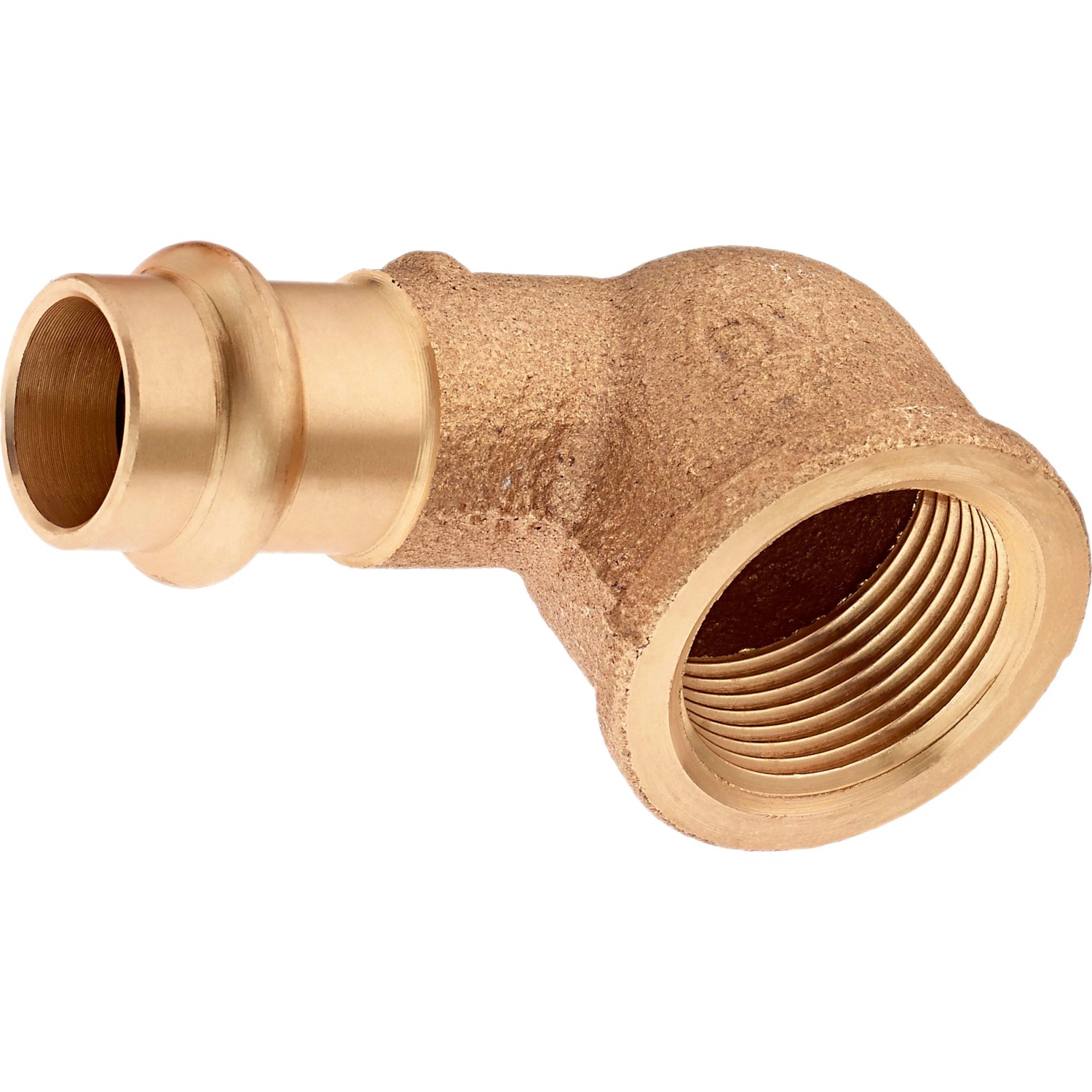 90-Grad-Presswinkel aus Rotguss, 15 mm x 24,1 mm (Rp 3/4), für Kupferrohr-Installationen.
