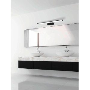 Moderne LED Spiegelleuchte Pandella 1 von Eglo, weiß-schwarz, 600mm, 11W im Badezimmer.