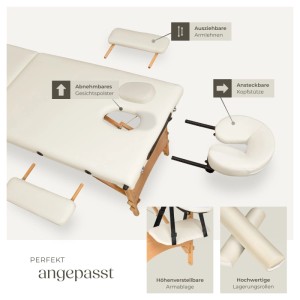 Tectake 2 Zonen Massageliege Set Freddi Breite 61 cm  Polsterung 5 cm Inklusive Lagerungsrollen und Tragetasche  210 x 95 x 84 cm Beige