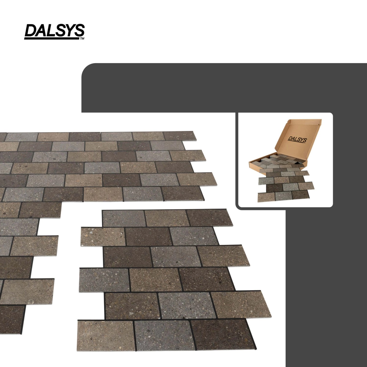 Dalsys Selbstklebende Fliesen 0,87m² 11 Stück Steinoptik Natur Dunkelbraun Grau_3