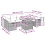 vidaXL 8-tlg. Garten-Sofagarnitur aus grauem Rattan mit Maßen. Ideal für Terrasse und Garten.