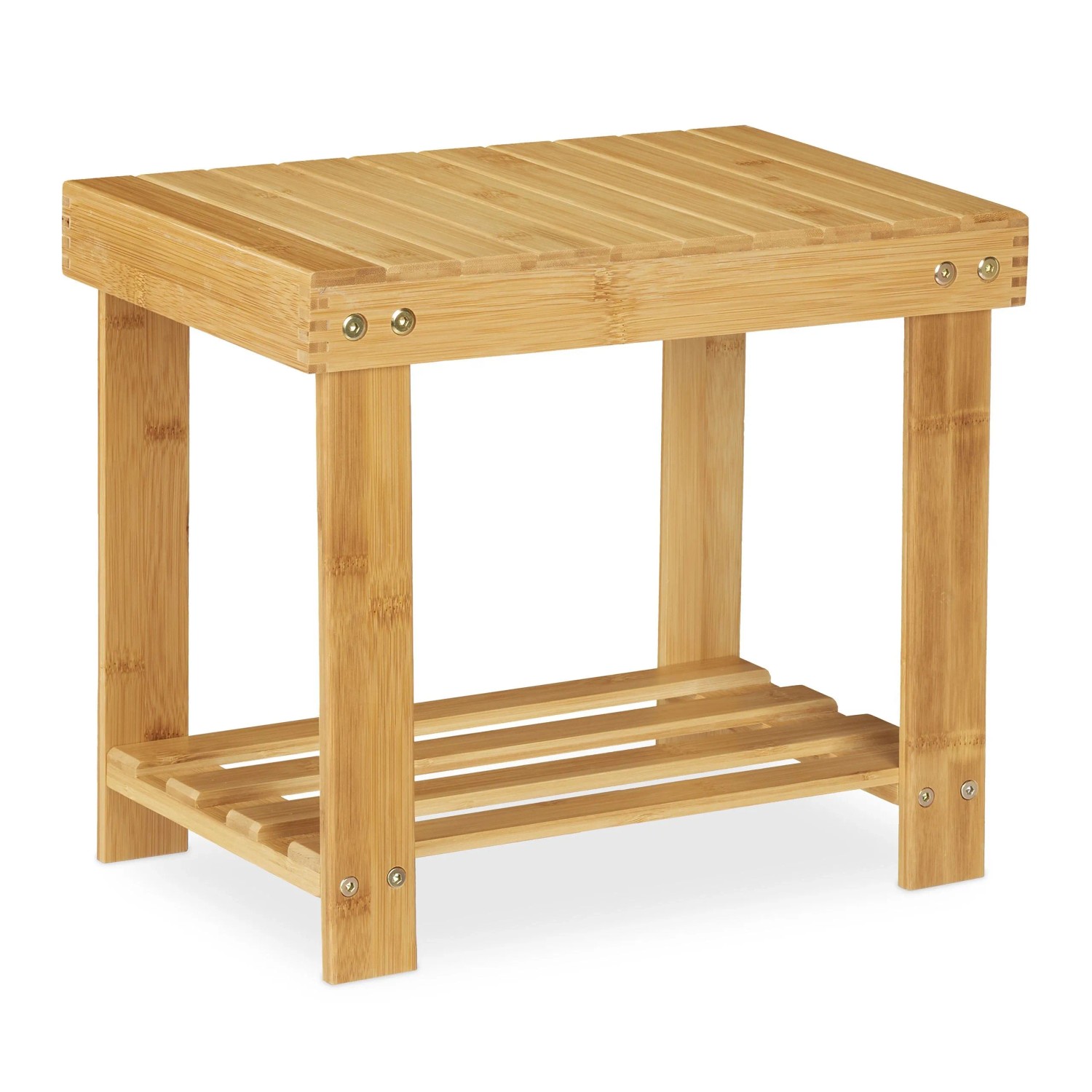 Relaxdays Fußbank Bambus Tritthocker Natur 33,5 cm x 25 cm x 39 cm