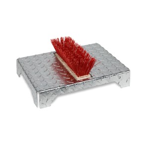 PROREGAL Robuster Schuhreiniger Mit Bürste HxBxT 45,5 x 35,5 x 17 cm Stahl Tränenblech Silber