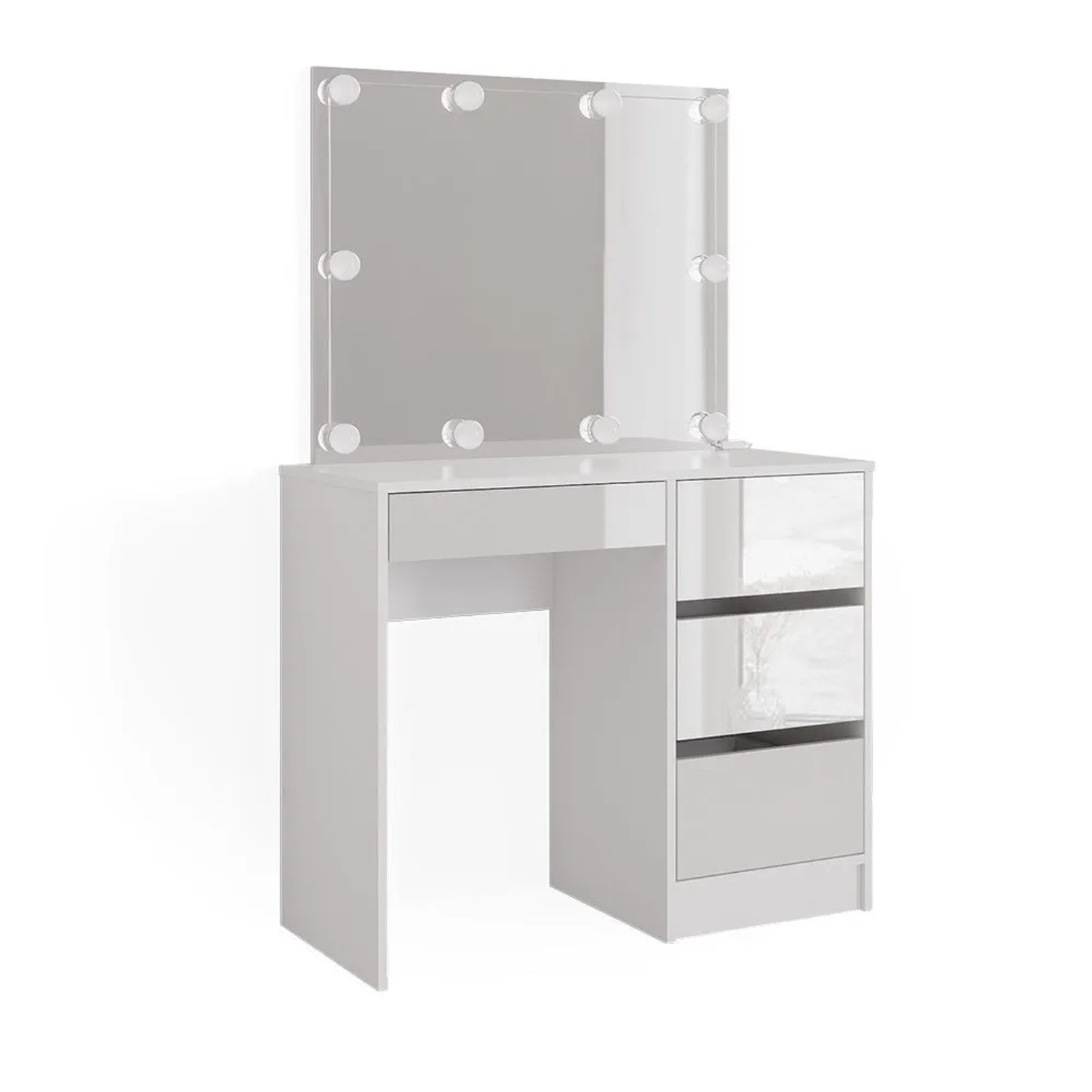 Vicco Schminktisch Sherry Weiß 90 x 140 mit Spiegel und LED-Lichterkette