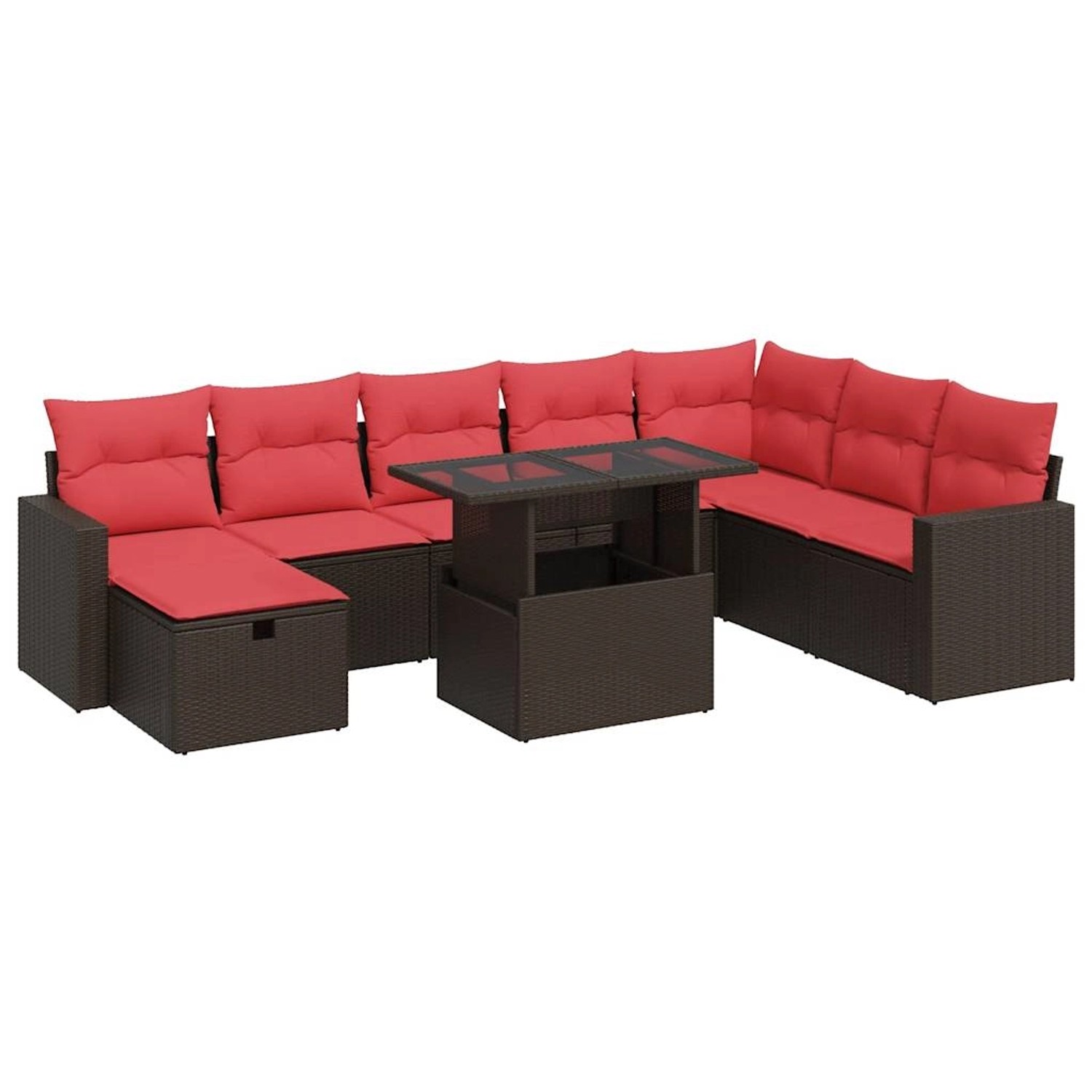 vidaXL 9-Tlg Garten-Sofagarnitur mit Kissen Braun Poly Rattan 3327844 günstig online kaufen