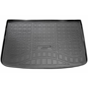 Schwarze Gummi Kofferraumwanne für Mercedes A-Klasse W176 (2012-2018), passgenaues Autozubehör.