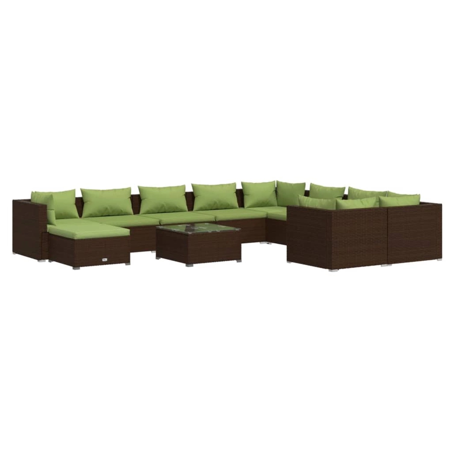 vidaXL 11-tlg Garten-Lounge-Set mit Kissen Poly Rattan Braun Modell 15 günstig online kaufen