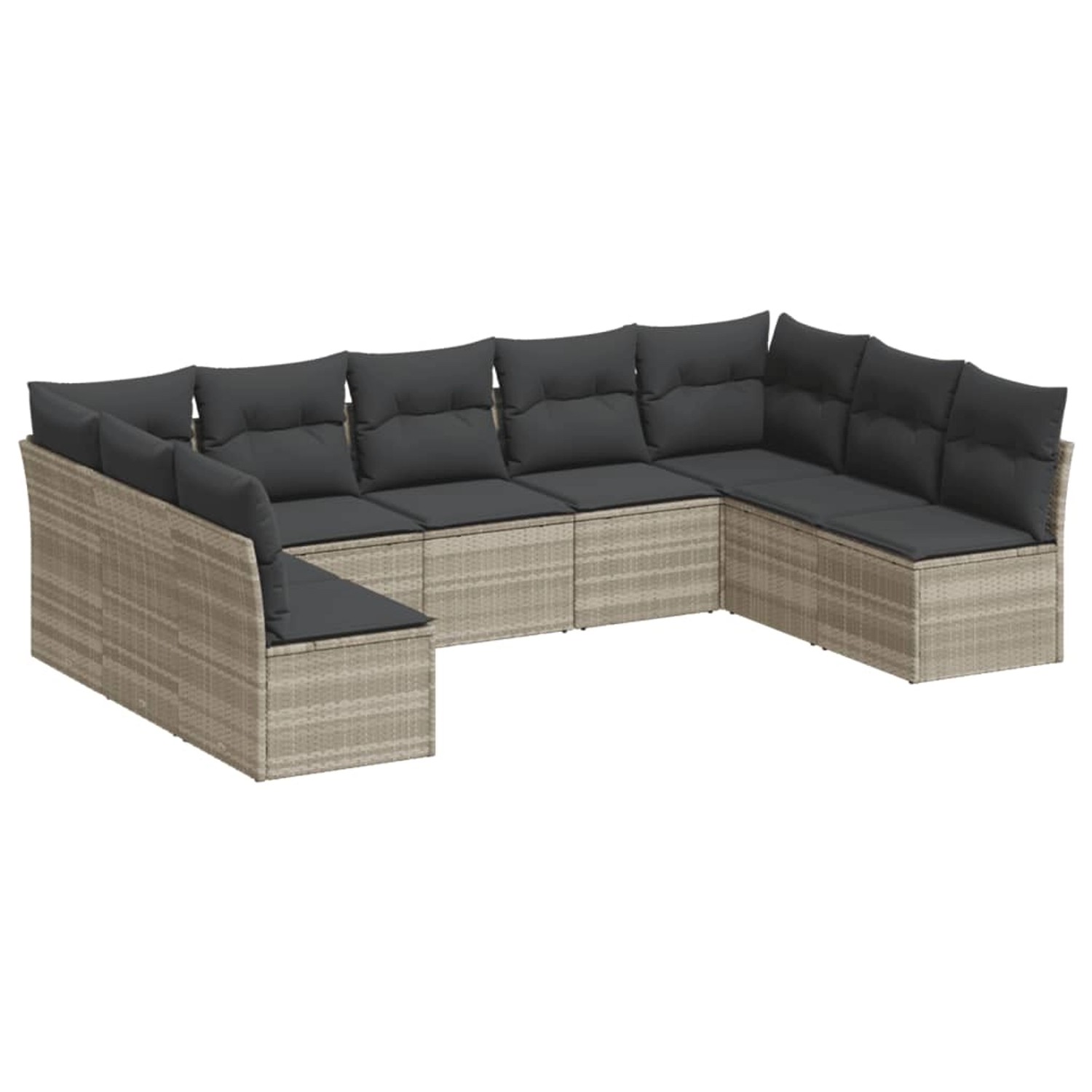 vidaXL 9-Tlg Garten-Sofagarnitur mit Kissen Hellgrau Poly Rattan 3249911 günstig online kaufen