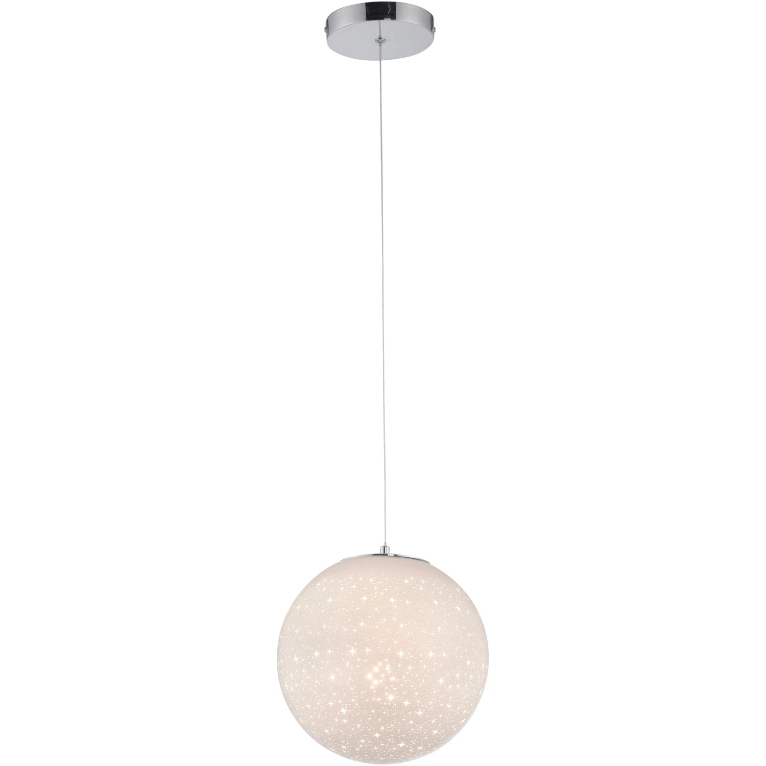 Paul Neuhaus LED-Pendelleuchte Bolo, 1-flammig, Chrom, mit Sternenhimmel-Optik.