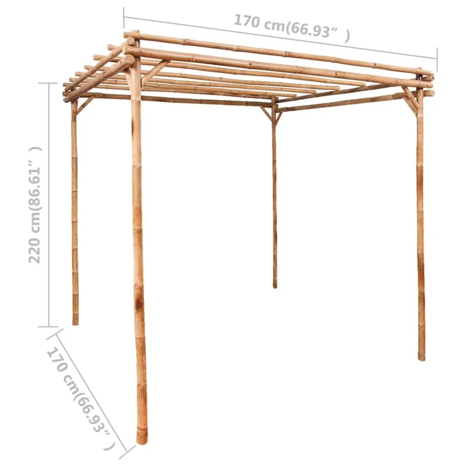 DELUKE Pergola Aus Holz LEOD 1,7x1,7x2,2m Bambus Terrassenüberdachung Sonnenschutz Rankhilfe Pergola Holz Bausatz_4