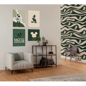 Komar Keilrahmenbild Disney Mickey Mouse Wavy Grün, 4er Set im Wohnraum.