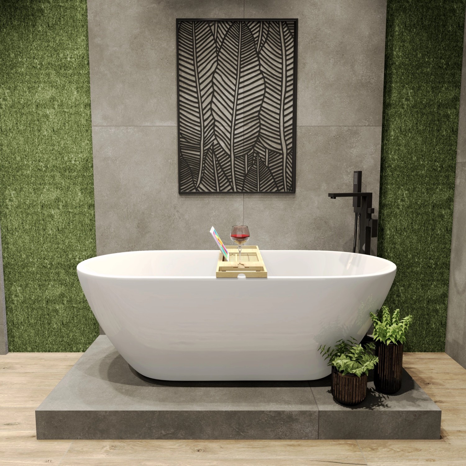 Bad Land Freistehende Badewanne ASGER 170x75 + Bambus Badewannenablage + Ab günstig online kaufen