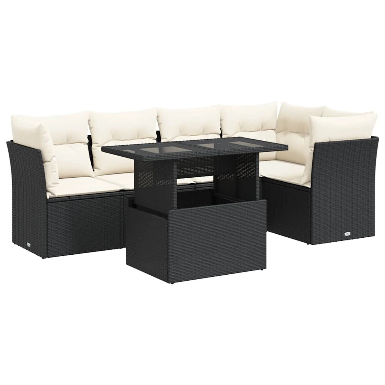 vidaXL 6-Tlg Garten-Sofagarnitur mit Kissen Schwarz Poly Rattan 3326157 günstig online kaufen