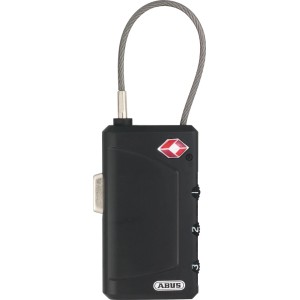 Schwarzes Abus Zahlenschloss 148TSA/30 B mit TSA-Zylinderschloss für Gepäck.