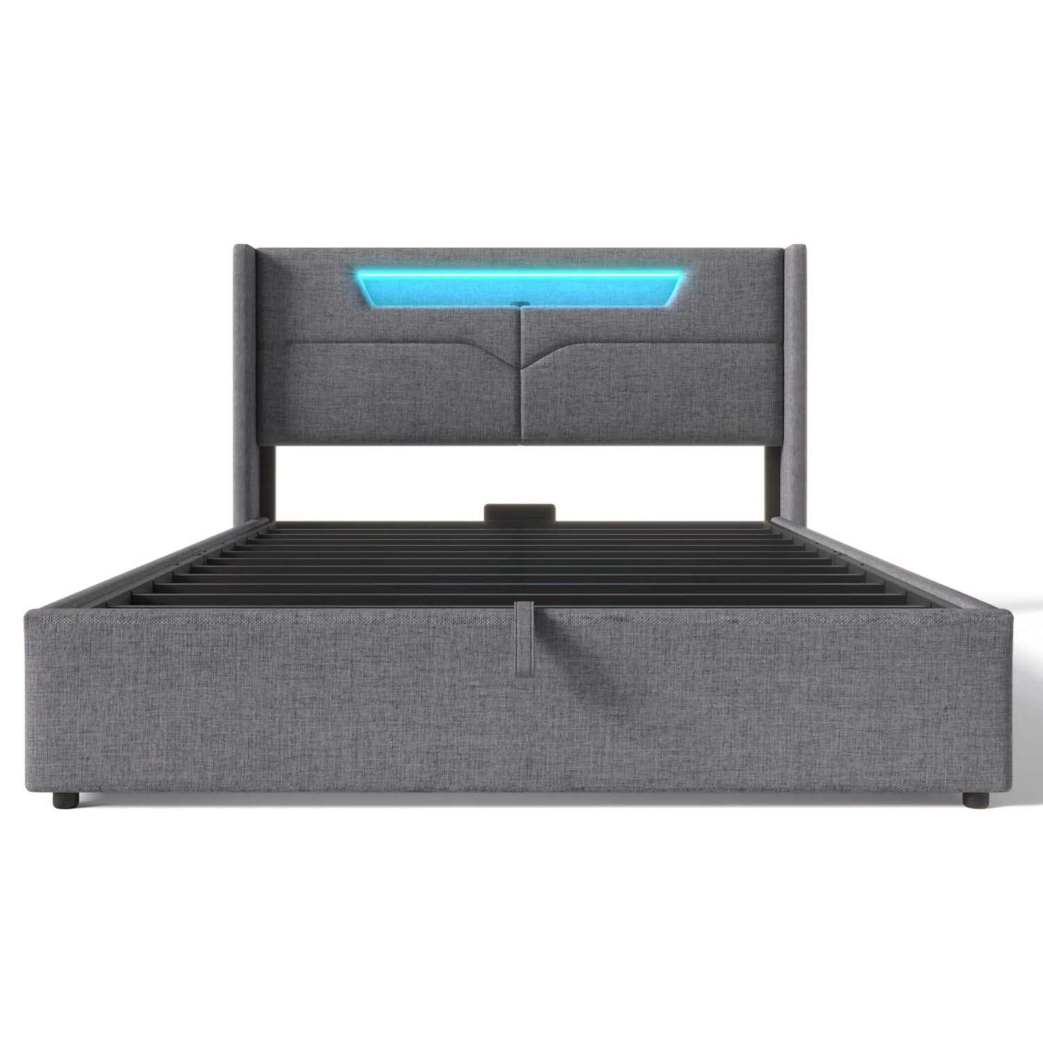 okwish Polsterbett 160x200cm mit LED USB C Stauraum Jugendzimmer Grau mit Matratze