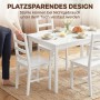 Weiße HOMCOM Essgruppe aus Kiefernholz. Stuhl wird platzsparend unter den Tisch geschoben. 5-teiliges Esszimmer-Set.