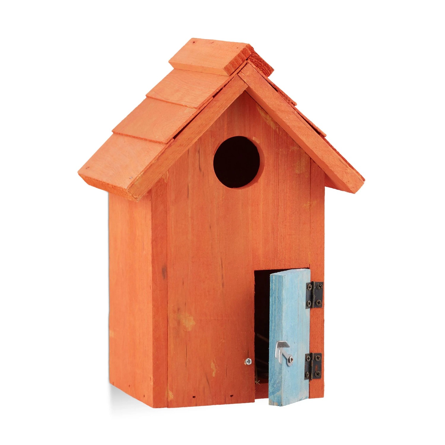 Relaxdays Nistkasten Holz Orange Abschließbar 24,5 cm x 17 cm x 12 cm 0,5 kg_4