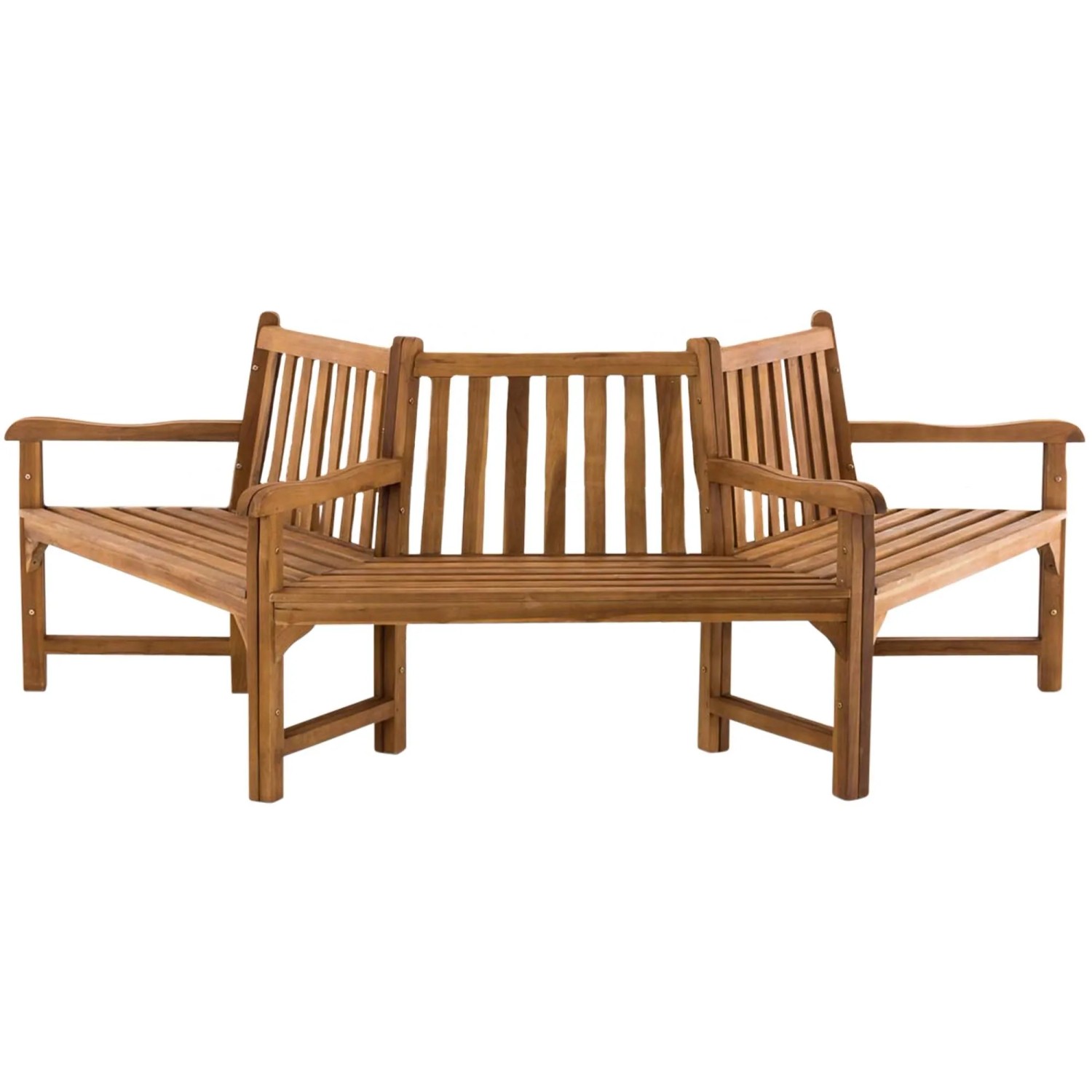 DELUKE Baumbank HANIM Holz Teak 250x125x93cm Halbrunde Sitzbank Mit Lehne Baumbank Gartenbank Für Baum