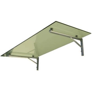 Glasvordach Zugspitze, Klarglas, VS-Glas, 175x120 cm, mit Edelstahlhalterungen.