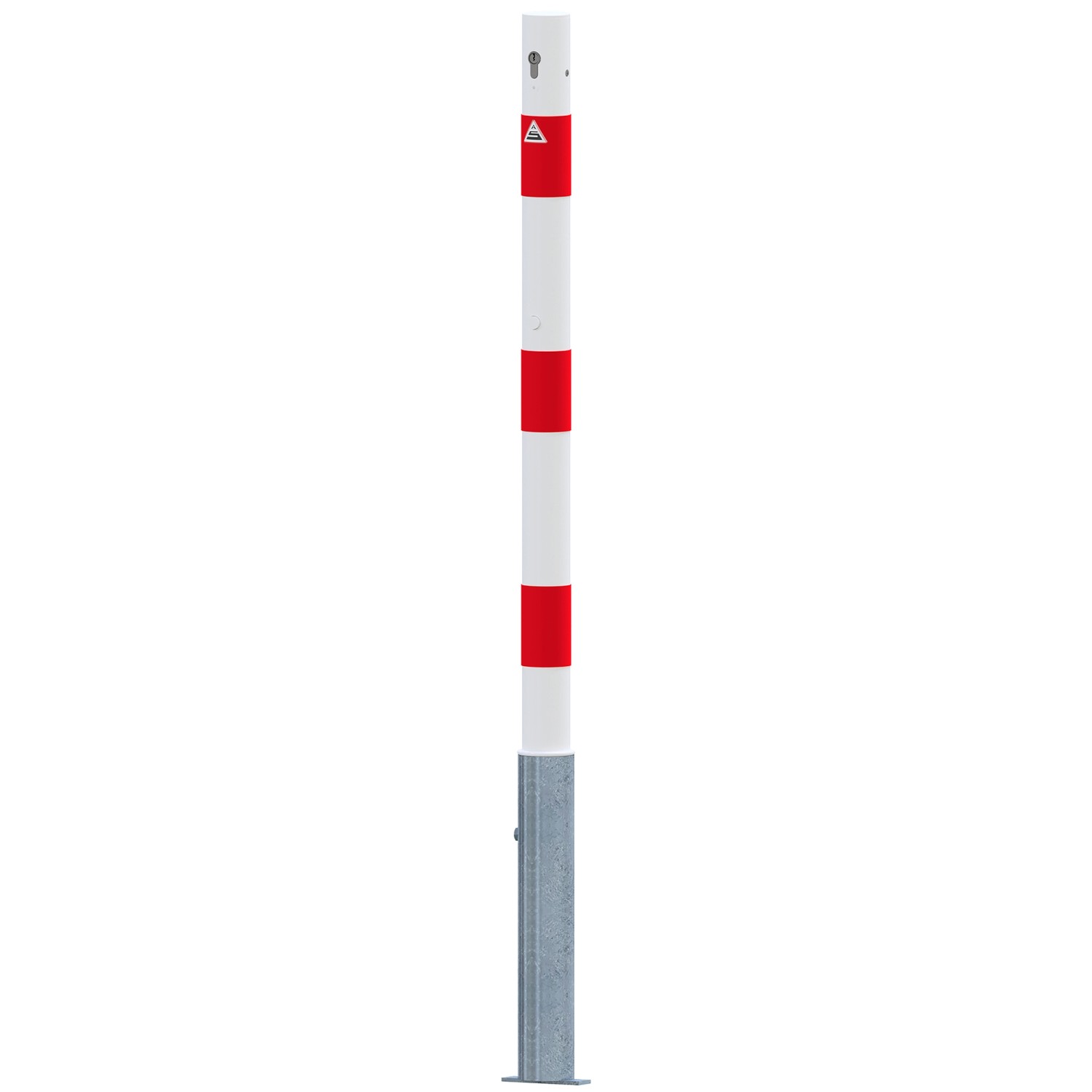 Schake Absperrpfosten Herausnehmbar Profilzylinder Ohne Öse Ø 60 mm Weiß Rot