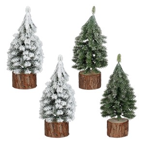 Mica Decorations Deko-Weihnachtsbäume, 19 cm, grün, mit Frost-Effekt, 4-fach sortiert.