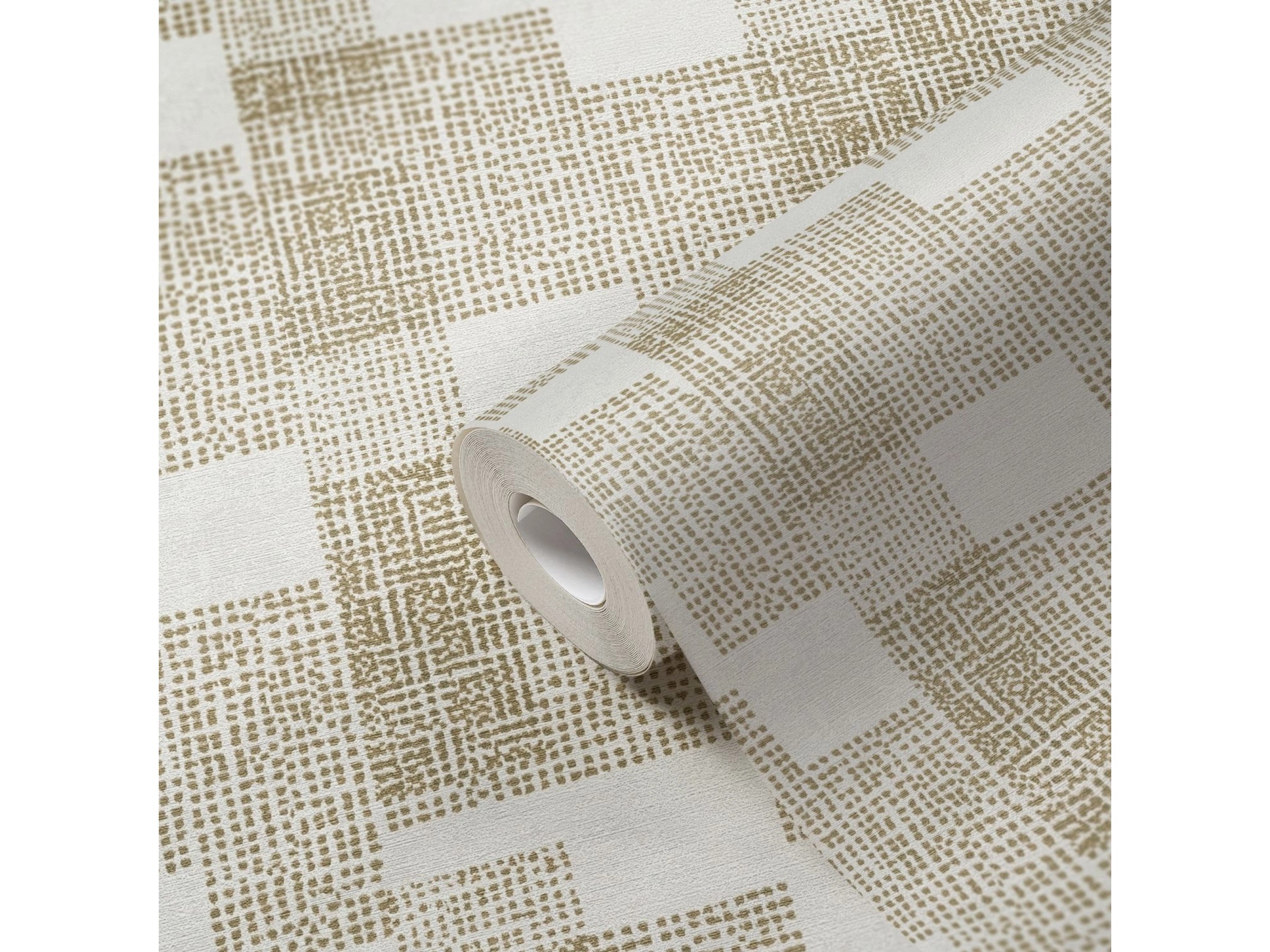 Livingwalls Tapete Geometrisches Motiv Gold und Weiß 53 cm x 10,05 