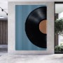 FN Acustico Akustikplatte mit Schallplattendekor, blau und schwarz, 1693x19x2400 mm.