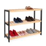 Relaxdays Schuhregal Bambus Natur Schwarz 3 Ablagen 55 cm x 70 cm x 26 cm 2,2 kg