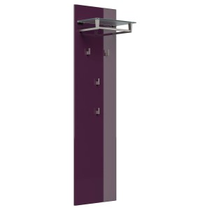 Posseik Garderobe Elite, brombeerfarben, mit 4 Haken und Hutablage. Kompakt und platzsparend.