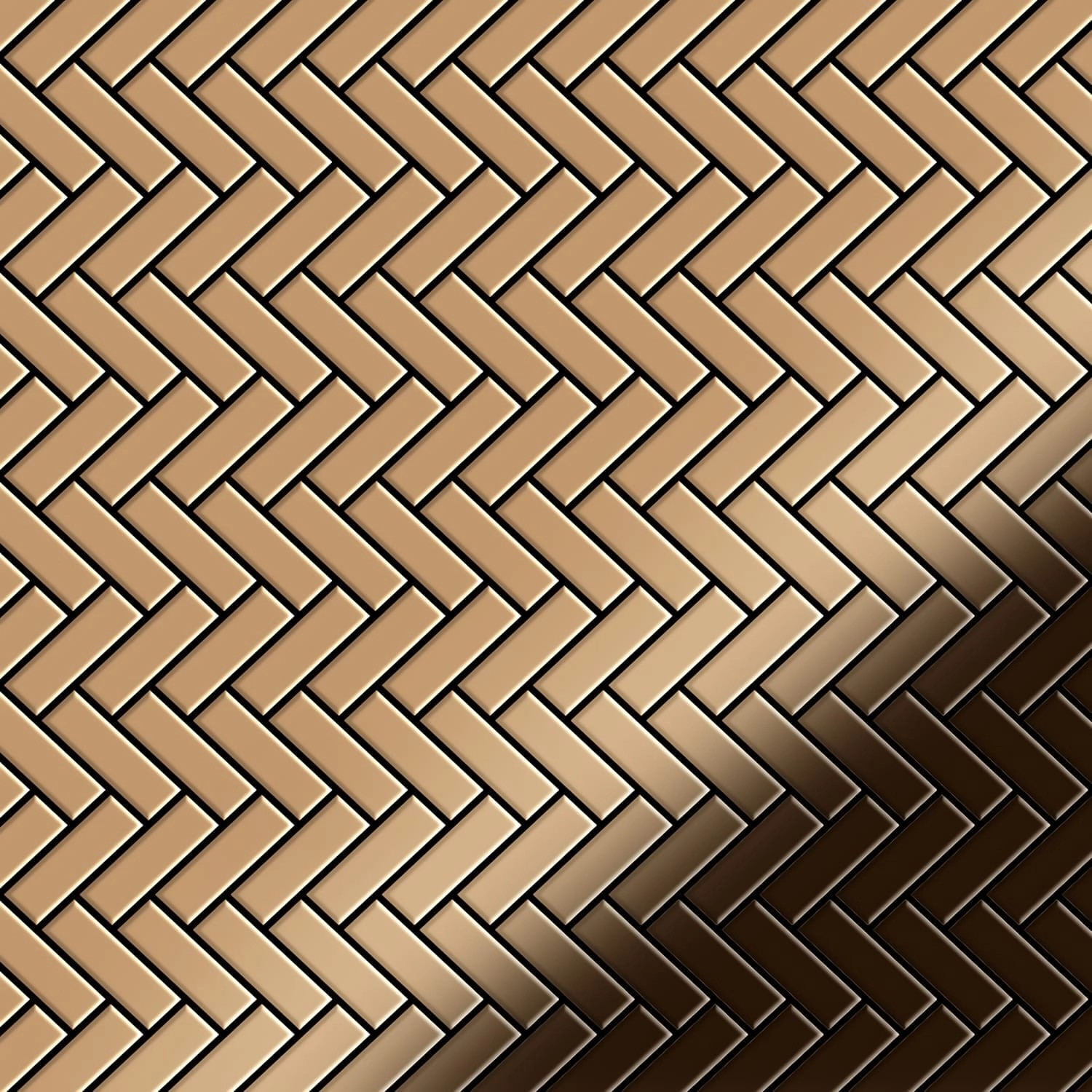 ALLOY Mosaik Fliese Massiv Metall Titan Gebürstet Kupfer 1,6mm Herringbone- günstig online kaufen