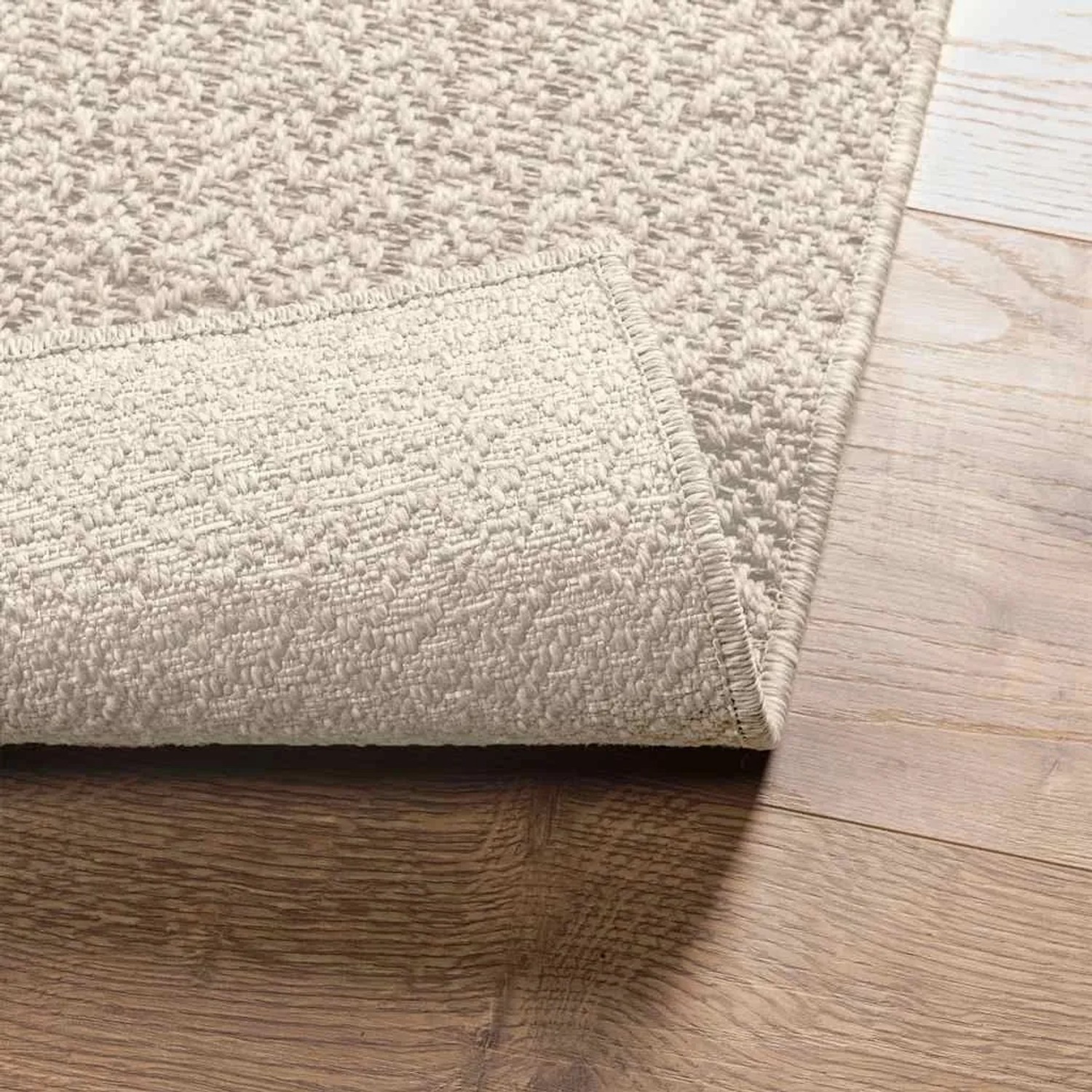 Cremefarbener vidaXL Outdoor-Teppich ZIZUR (80x250 cm) in Jute-Optik für Innen- und Außenbereiche.