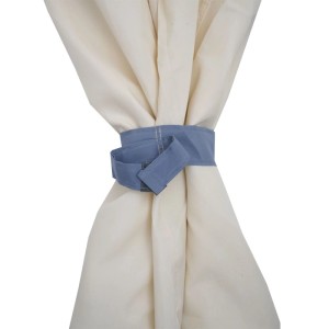 Detailaufnahme: Creme MCW Seitenwand für Calpe Pergola, mit blauem Halteband.