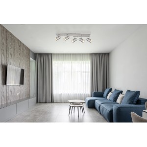 Nickel-matter Globo Strahler Robby, 5-flammig, für moderne Beleuchtung im Wohnraum.