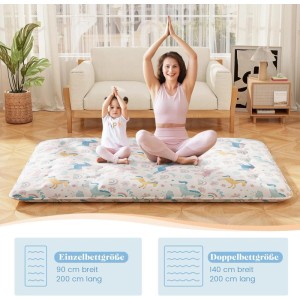 Costway Japanische Futon Matratze 140 x 200 cm Waschbar Bunte Ponys