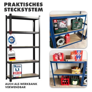 KARAT Schwerlastregal Lakota 2er Set Traglast bis 875 kg Schwarz 200 x 120 x 60 cm