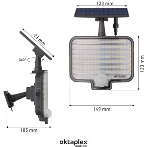 Oktaplex 2er Set Ede Solarstrahler mit Bewegungsmelder, warmweiß, Abmessungen