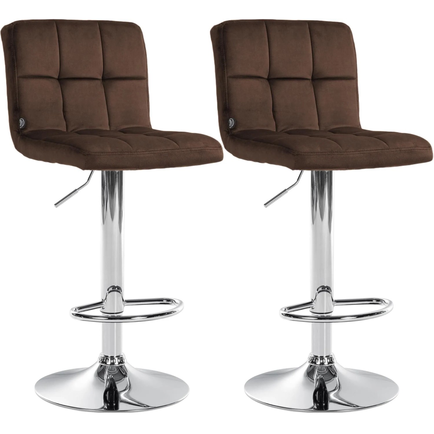 CLP 2er Set Barhocker Peru Samt Braun/Chrom